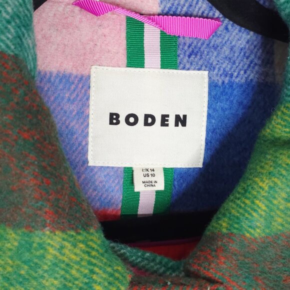 Boden Check Multicolored Wool Peacoat Jacket Size 10 - Picture 5 of 13